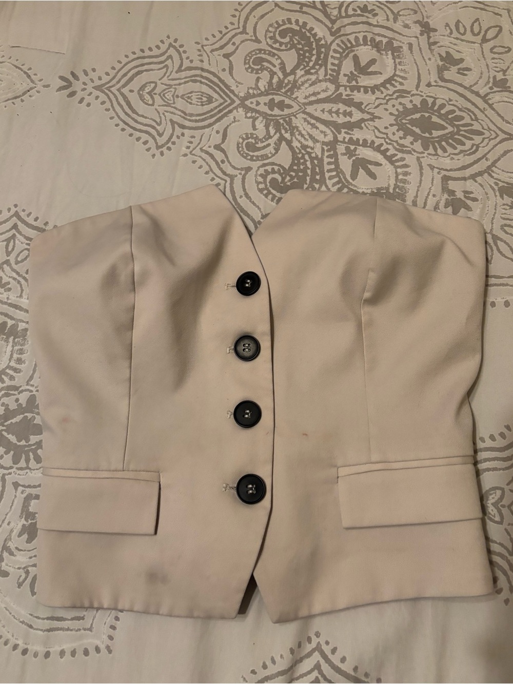 Bershka Cream Strapless Bustier Blazer